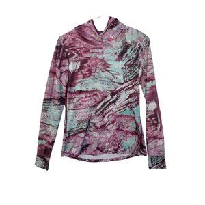 Realtree Women's Fishing Performance Knit Ocean Pink and Green Hoodie Size Small